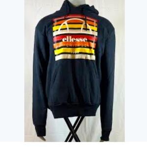 Ellesse men's black pullover hoodie with a heritage logo Sz XL